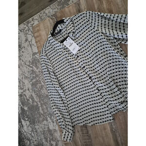 Zara Women's Blouse Size L Button Up Long Sleeve New With Tag